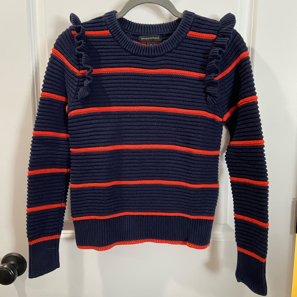 Banana Republic ruffle sleeve striped sweater